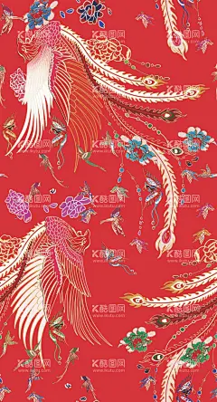 贺岁凤凰  - 源文件下载【酷图网】贺岁中国结,绳子印花,国风花型,凤凰,鸟,喜庆花型,中国结,手绘花,刺绣花,国风刺绣,