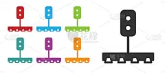 Black Train traffic light icon isolated on white b