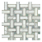 Calacatta Honed Marble Tripleweave Mosaic With Ming Green Dots, 10 sq.ft.