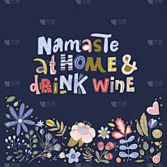 文字,矢量,彩色图片,贺卡,扁平化设计,饮料,华丽的,葡萄酒,花