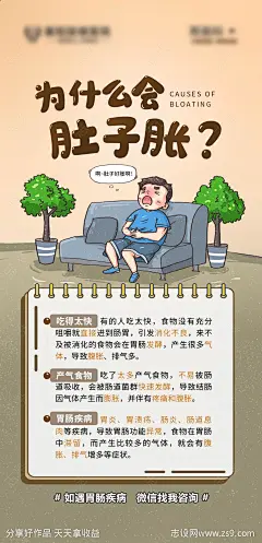 肚子胀科普海报-设计素材-shejisc.cn