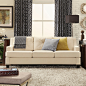 MID-CENTURY LIVING Elston Linen Tufted Sloped Track Sofa | Overstock.com Shopping - The Best Deals on Sofas & Loveseats