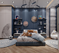 children Boy Bedroom interior design  children bedroom design children room architecture modern visualization all blue