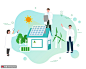 清洁节能资源太阳能风电能智能应用插画 科技智能 智能应用