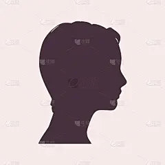 一个女性头部的剪影。正面的看法。