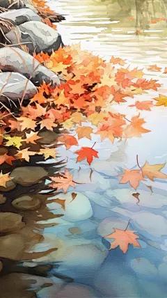 金黄枫叶秋季枫叶24节气秋分插画