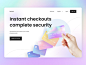 Finance landing page concept hover hovering blurred background blur light fintech bank credit card shopping financial landing page clean payment hand banking checkout card mentalstack animation