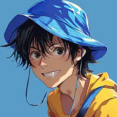 goukai0324_a_boy_blue_hat_feel_happy_laugh_Klein_blue_cartoon_a8b8e5dc-6a15-4520-810b-583e41a3a4d1_3