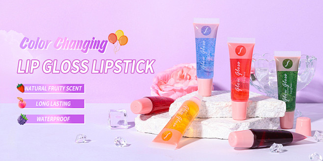 唇彩变色口红跨境外贸彩妆banner
