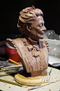 Maggie Smith portrait sculpture work in progress, Scott Wells : Moister clay sculpt of Maggie Smith / Downton Abbey