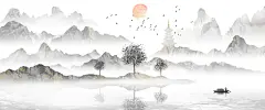 中国风古风山水插画素材