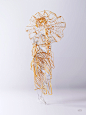 Wires Fashion  dress women gold silver sculpture body steel beauty