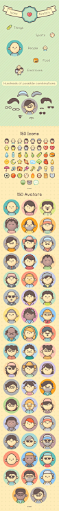 300 Cute Icons and Avatars for Kids and Girls (kawaii Style): 