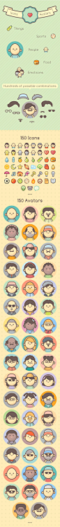 300 Cute Icons and Avatars for Kids and Girls (kawaii Style):