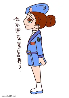 建军节表情包也不知家里怎样了女军人插画图片png免抠元素卡通手绘背景装饰免扣图片设计图案