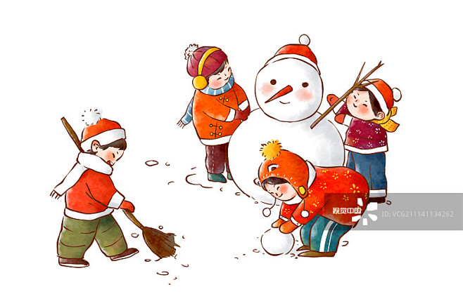 冬季堆雪人_创意图片