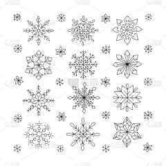 手绘雪花，涂鸦雪花独特的手绘风格。节日贺卡的设计元素。向量雪花图标