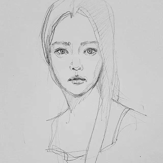 她的速写人物头像用线很灵活五官细致很美速写人物一定要是有素描的