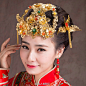 中式复古婚礼新娘头饰。
