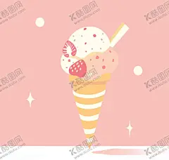 冰淇淋 【酷图网】冰淇淋插画,手绘冰淇淋,美食,小吃,饮料,甜筒