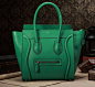 3308草绿色荔枝纹 赛琳经典笑脸包时尚奢侈品倾情奉献 Celine Luggage Mini手提包--E包汇@北坤人素材