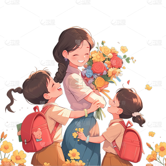 教师节系列扁平多人人物通用元素素材