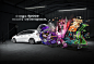 Toyota Prius V : 3 visuals where an explosion of objects and people coming out from the car´s trunk describe the feautures of the new Toyota Prius V