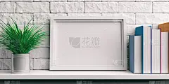 架子和书放在白色的架子上。三维演示