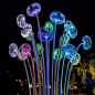"Bubble Forest" is a public sculpture made of acid resistant stainless steel. The material has the property of reflecting both natural and artificial light. During the night, it's illuminated with programmable RGB LED lamps. #Sculpture #PublicAr