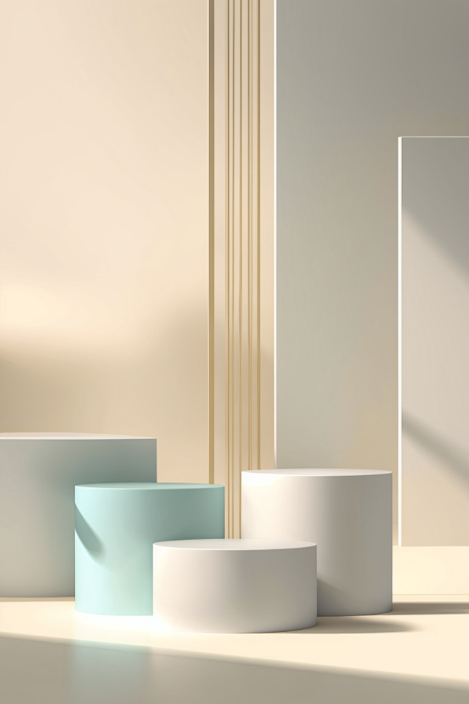 柔和光照C4D电商展台背景图