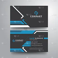 现代名片与几何科幻蓝灰色