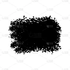 矩形墨水纹理。黑色的狼籍的轮廓。水平的观点。框架。矢量简单的平面图形手绘插图。在白色背景上孤立的物体