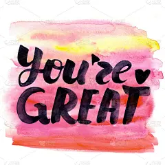 水彩海报与笔刷字母你是伟大的