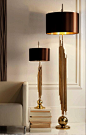 GOLD PLATED OR CHROMED IRON SCULPTURAL FLOORLAMP Z500@北坤人素材