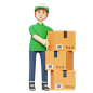 Deliveryman with pizza box  3D Illustration