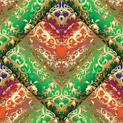 巴洛克风格,黄金,三维图形,四方连续纹样,华丽的,几何形状,纺织品,华贵,壁纸,植物群