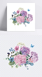 水粉花卉矢量|手绘,花团,蝴蝶,矢量图,ai,卡通元素,手绘/卡通