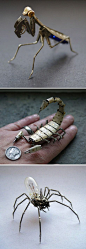 Tiny steampunk insects made with watch parts, by Justin Gershenson-Gates.: 