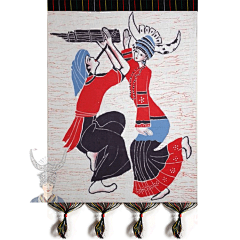 云南工艺品 酒吧客栈米线店装饰画 苗族傣族画 芦笙舞 56*90cm-淘宝网