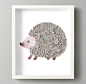 Cut Paper & Watercolor Animal Art - Hedgehog