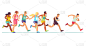 跑步的人。男女运动服装对马拉松赛跑、田径赛事、运动团体慢跑、网络旗帜矢量概念设计