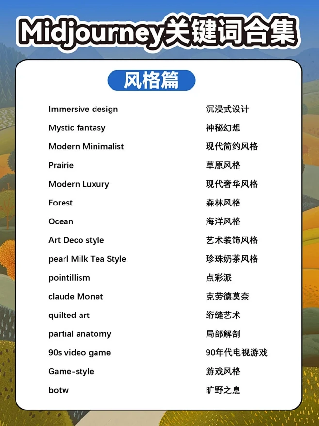 【风格篇】Midjourney关键词合集...
