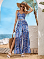 Geo Print Cami Top With Split Thigh Trousers