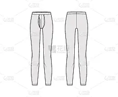 秋裤内衣技术时尚插画与弹性腰带，垂直飞针织裤服装内衣