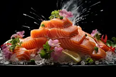 口感细腻的日式料理三文鱼摄影图片