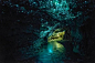 .Glowworms Cave 萤火虫洞穴（新西兰）

怀托摩萤火虫洞（Waitomo Cave，也称萤火虫洞、怀托摩洞，位于新西兰的怀卡托的怀托摩溶洞地区，因其地下溶洞现象而闻名。地面下石灰岩层构成了一系列庞大的溶洞系统，由各式的钟乳石和石笋以及萤火虫来点缀装饰。
