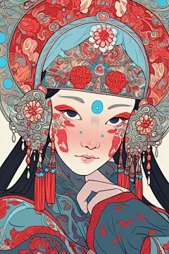戏曲花旦人物形象插画