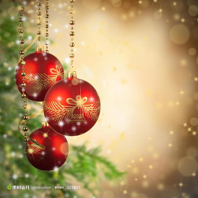 圣诞主题背景红色彩球高清设计背景图片素材