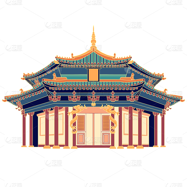 国潮风-城市建筑地标主题贴纸故宫