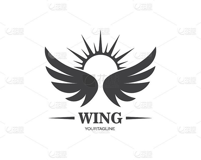 翼标志符号图标矢量插图